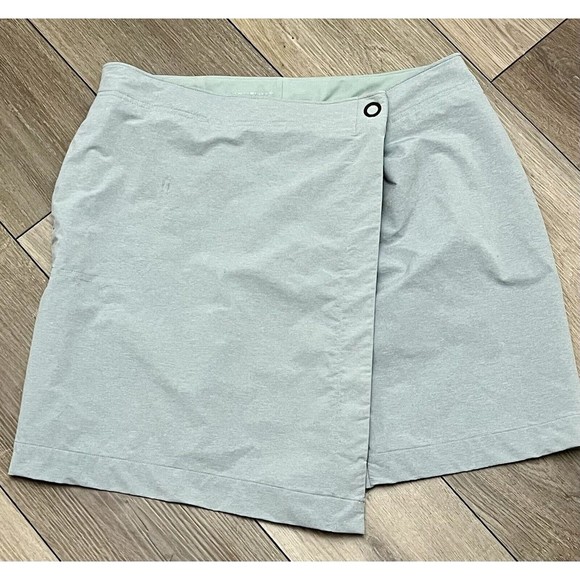 Columbia Skirt Size 14 Faux Wrap Omni-Shield Sage Stretch Tech Fabric Vent Waist - Picture 8 of 9